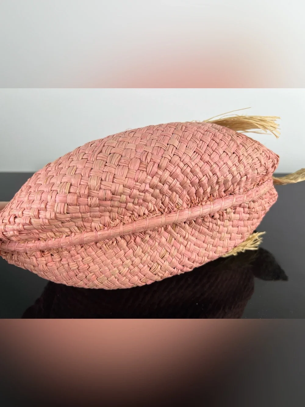 Bonpoint Girls Raffia Straw Woven Fish Bag, Pink